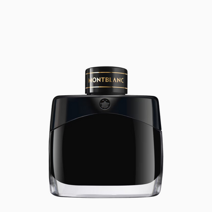 Black Montblanc perfume bottle on a white background 