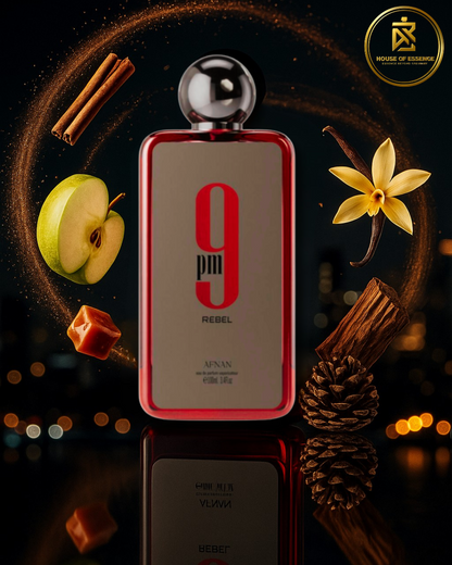 Afnan 9PM Rebel Eau de Parfum bottle – 100% authentic men’s fragrance from House Of Essence, available in Sri Lanka.